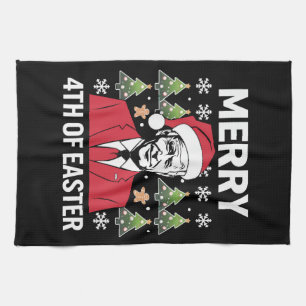 Joe Biden Weihnachten Santa Hut Frohe 4. Ostern Geschirrtuch