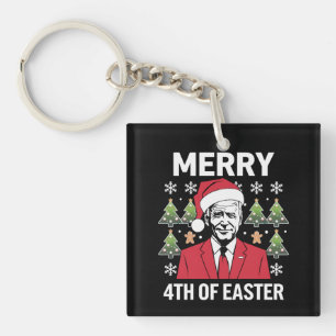 Joe Biden Weihnachts Santa Hut Frohe 4. Ostern Schlüsselanhänger