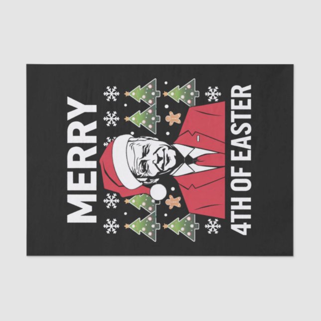 Joe Biden Weihnachtsfeier Weihnachtsmannmütze Merr Seidenpapier (Vorderseite)