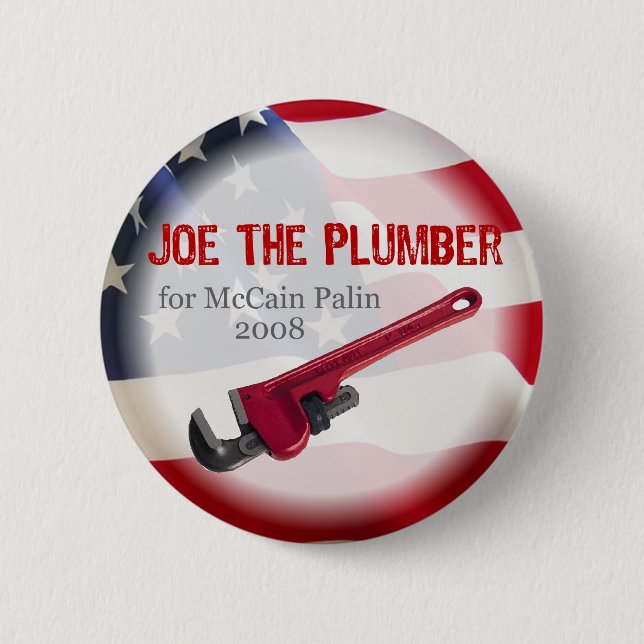 Joe der Klempner für McCain Knopf Button (Vorderseite)