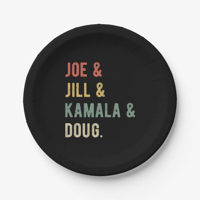 Joe & Jill & Kamala & Doug I Pappteller (Vorderseite)