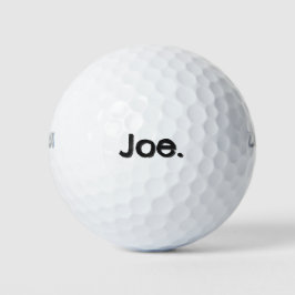 Joe. Name Wort in schwarzer Schrift auf weißem Gru Golfball