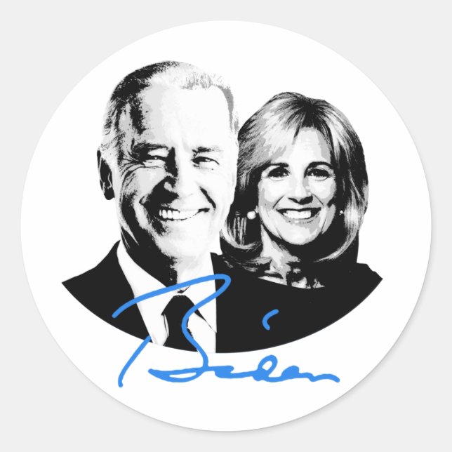 Joe und Jill Biden Signature Runder Aufkleber (Vorderseite)