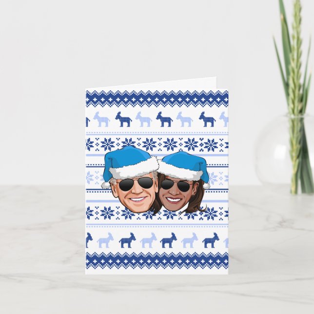 Joe und Kamala Blue Christmas Karte (Vorderseite)