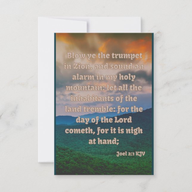Joel 2:1 KJV Bible Verse Pic Flat Greeting Card Karte (Vorderseite)