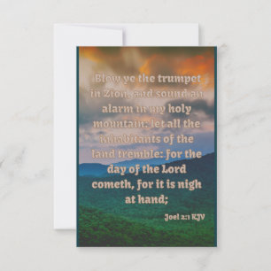 Joel 2:1 KJV Bible Verse Pic Flat Greeting Card Karte