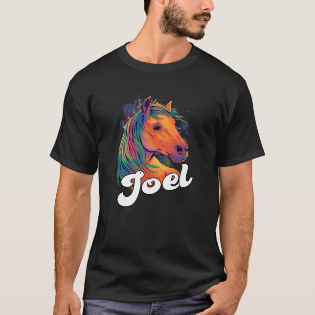 JOEL Niedlich Boy Name mit schönem Pferd T-Shirt (Vorderseite)