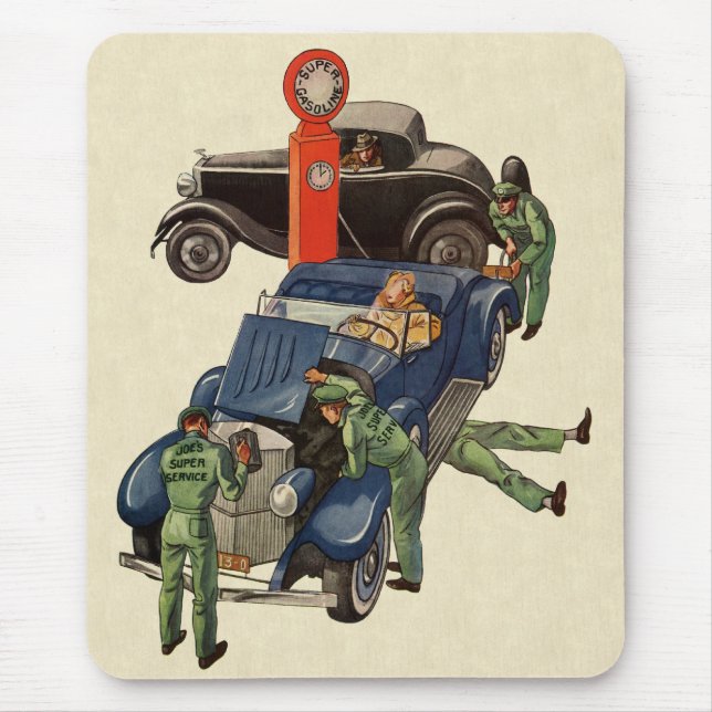 Joe's Full Service Gas Station, Vintages Geschäft Mousepad (Vorne)