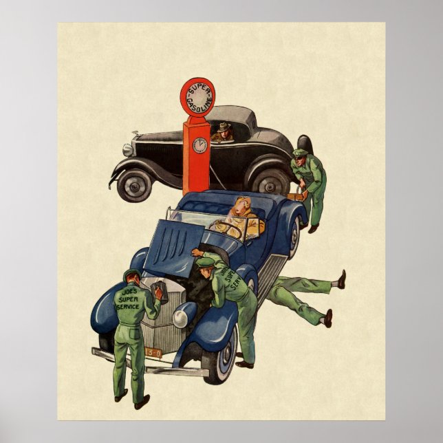 Joe's Full Service Gas Station, Vintages Geschäft Poster (Vorne)