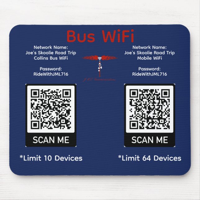 Joe's Road Trip Collins Bus WiFi-Mauspad Mousepad (Vorne)