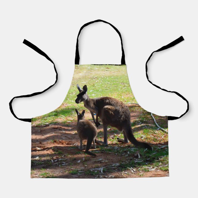 Joey and Mummy Kangaroo, Kinder Full Print Schürze (Vorderseite)