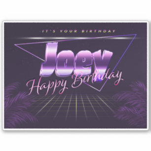 Joey Name Vorname lila retro Sticker Geburtstag