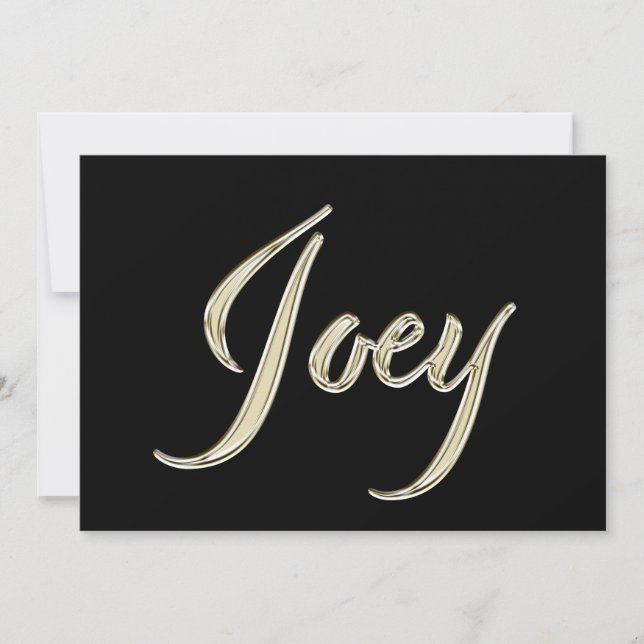 Joey Name white gold Handwriting Karte (Vorderseite)
