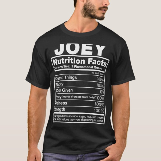 Joey Nutrition Facts Joey Name Birthday Shirt (Vorderseite)