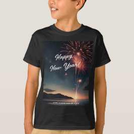 Joful New Year Fireworks Script Typografy Kids T-Shirt