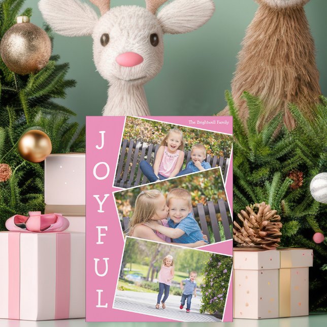 Joful Pink Kids Foto Niedlich Weihnachts-Magnet-Ka Magnetkarte (Von Creator hochgeladen)