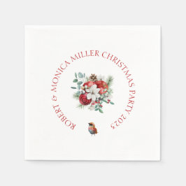 Joful Vibe Weihnachten Blume & rote Äpfel Bouquet Serviette