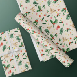 Joful Woodland Bird Weihnachtswrapping Paper Geschenkpapier