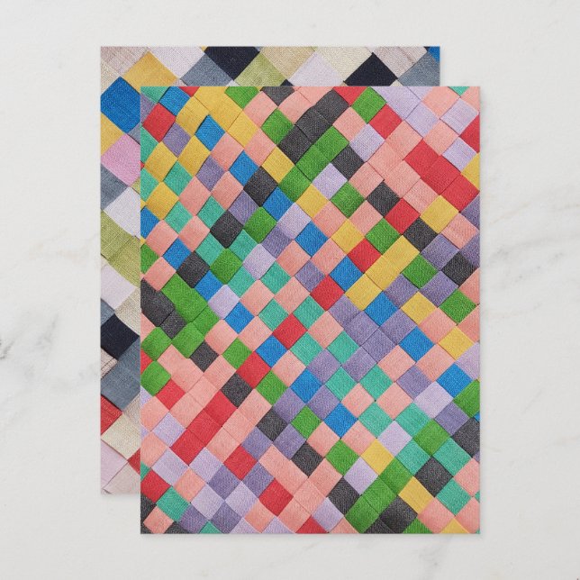 Jogakbo, Handnähte aus Mosi (Ramie) Einladungspostkarte (Vorne/Hinten)