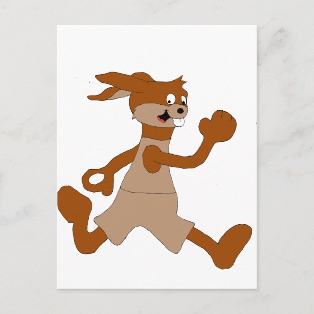 Joggen Cartoon Rabbit Postkarte (Vorderseite)