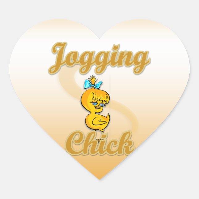 Joggen Chick Herz-Aufkleber (Vorderseite)