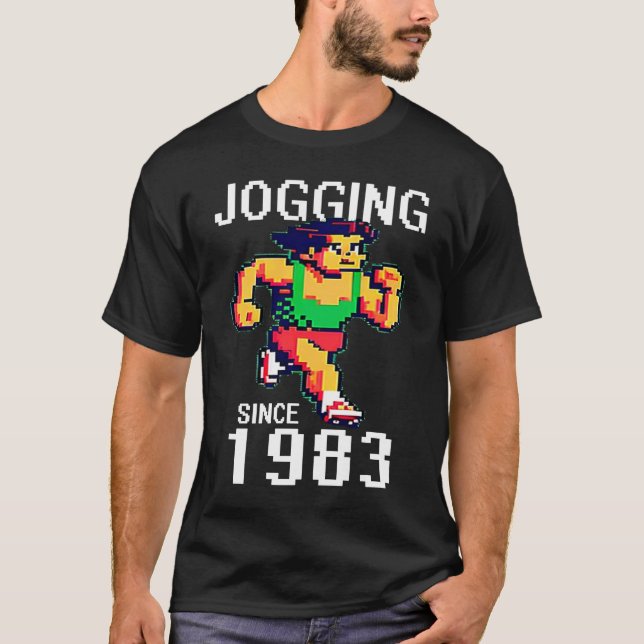 Joggen seit 1983 mit Pixel T-Shirt (Vorderseite)