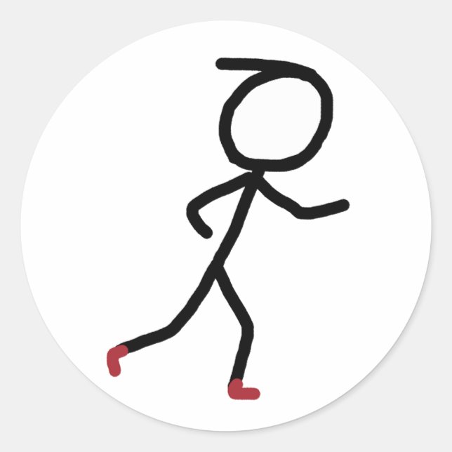 Joggen Stickman Runder Aufkleber (Vorderseite)