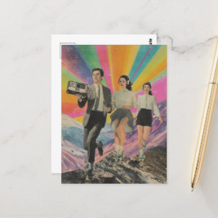 Joggen und Skaten auf der Bergrücken-Surreal Postkarte