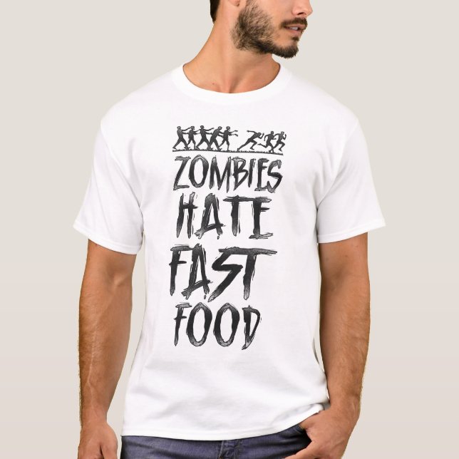 Joggen Zombies hasst Fast Food Zombie T-Shirt (Vorderseite)