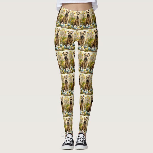 Jogger-Hund mit Ostereiern Leggings (Vorderseite)