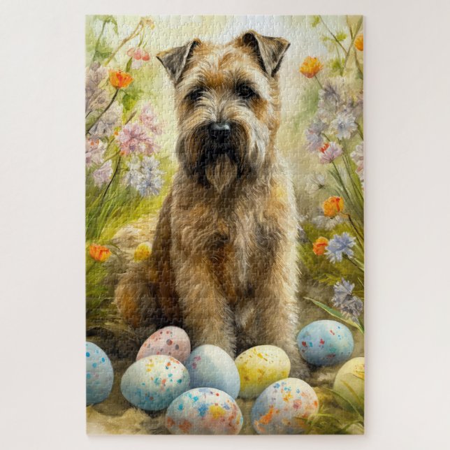 Jogger-Hund mit Ostereiern Puzzle (Vertikal)