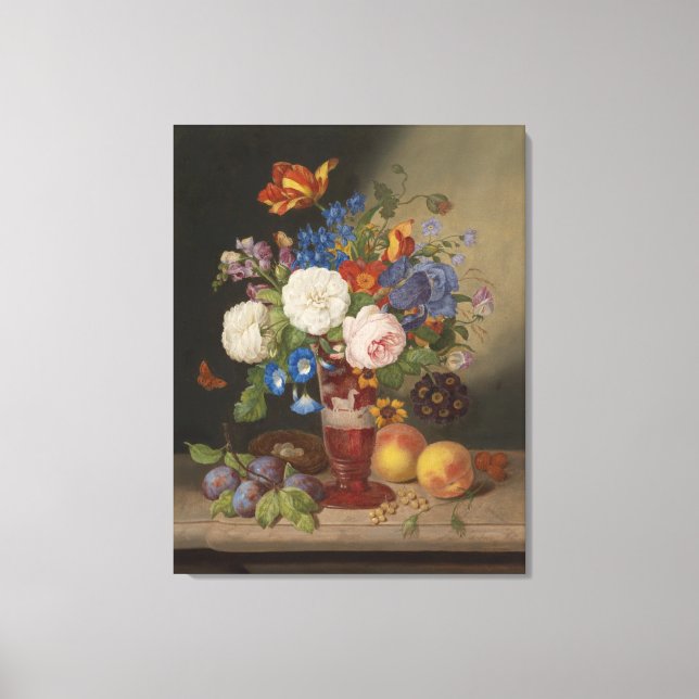 Johann Georg Seitz Bouquet in Vase umgeben Leinwanddruck (Vorderseite)