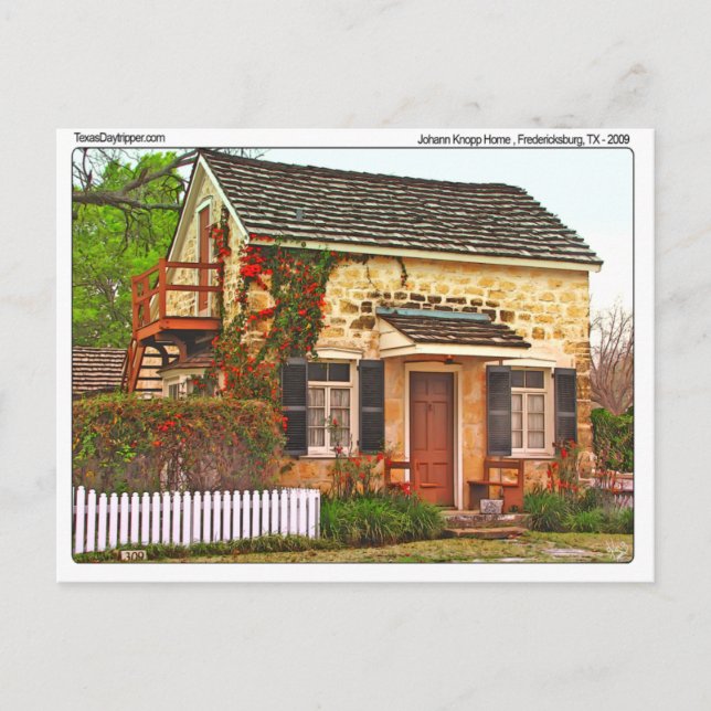 Johann Knopp Zuhause, Fredericksburg, TX Postkarte (Vorderseite)