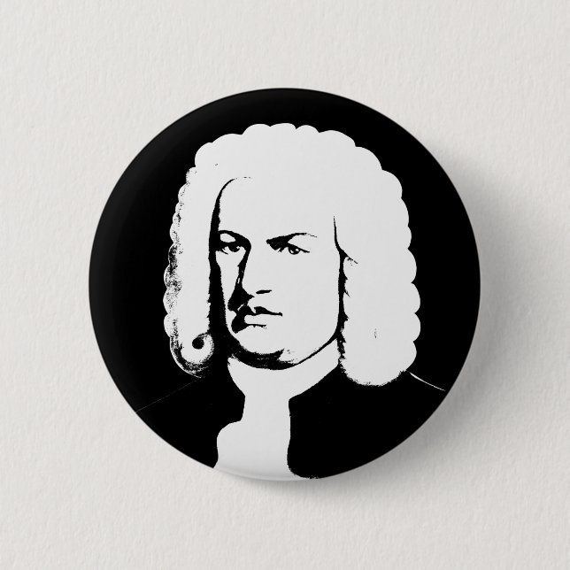 Johann Sebastian Bach abstrakt in Schwarz und weiß Button (Vorderseite)