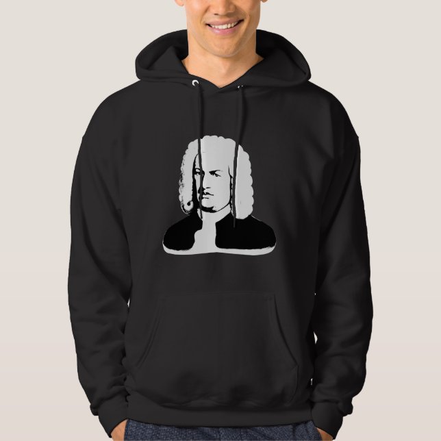Johann Sebastian Bach abstrakt in Schwarz und weiß Hoodie (Vorderseite)