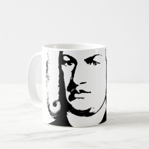 Johann Sebastian Bach abstrakt in Schwarz und weiß Kaffeetasse