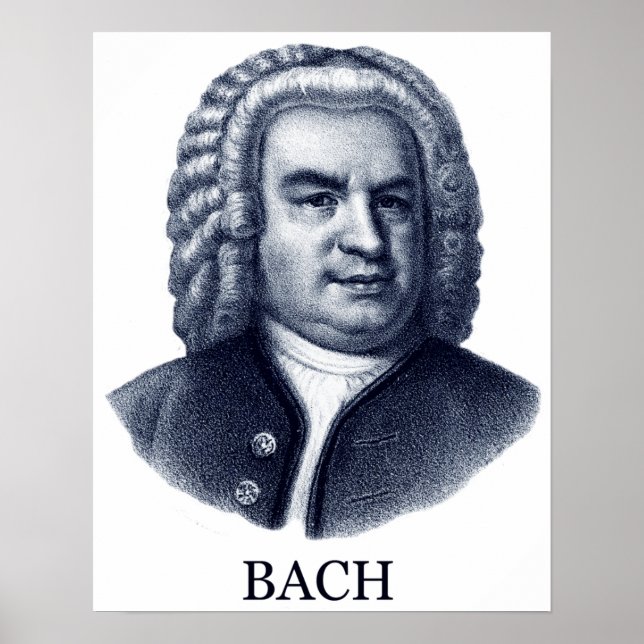 Johann Sebastian Bach, blau Poster (Vorne)