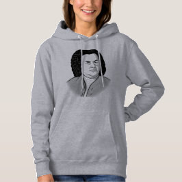 Johann Sebastian Bach Cartoon in schwarz weiß grau Hoodie