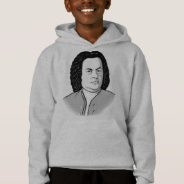 Johann Sebastian Bach Cartoon in schwarz weiß grau Hoodie