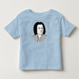 Johann Sebastian Bach Cartoon in schwarz weiß grau Kleinkind T-shirt