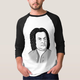 Johann Sebastian Bach Cartoon in schwarz weiß grau T-Shirt