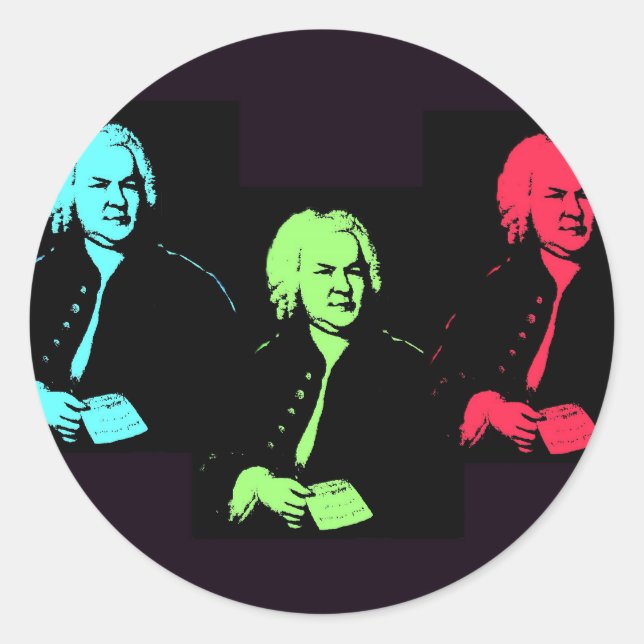 Johann Sebastian Bach Collage Runder Aufkleber (Vorderseite)