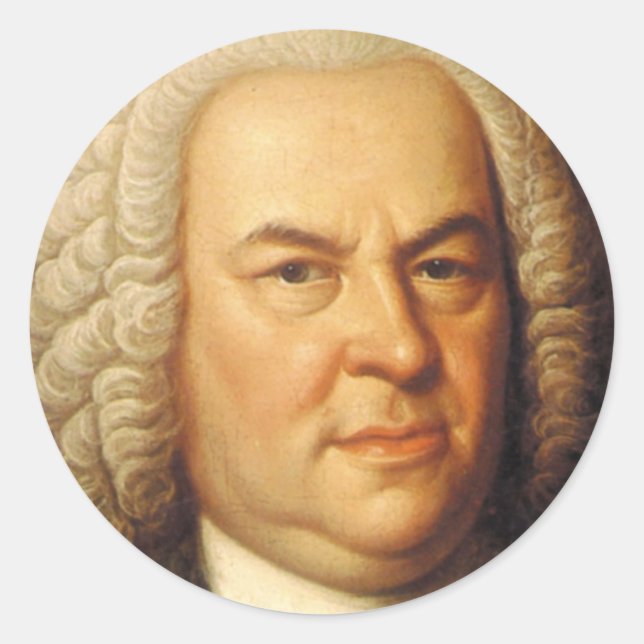 Johann Sebastian Bach Items Runder Aufkleber (Vorderseite)
