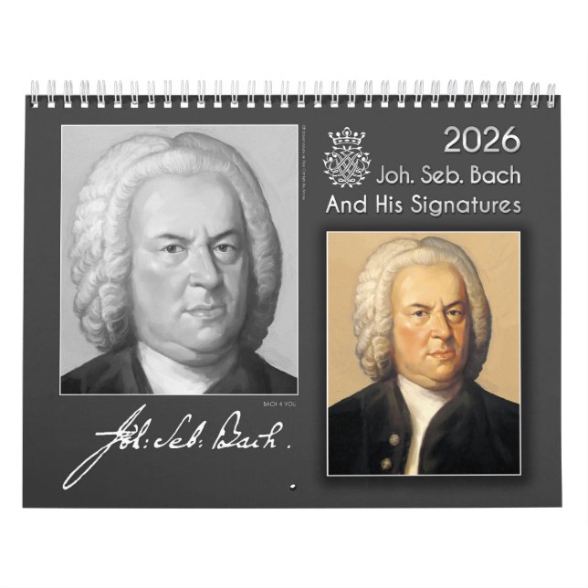 Johann Sebastian Bach mit seinen Unterschriften, 2 Kalender (Titelbild)