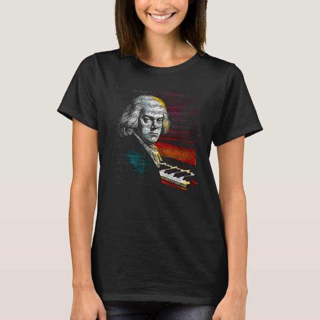 Johann Sebastian Bach Music Pianist T-Shirt (Vorderseite)