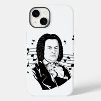 Johann Sebastian Bach Portrait and Bust with Notes