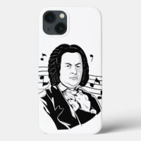 Johann Sebastian Bach Portrait and Bust with Notes