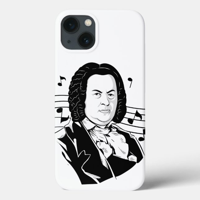 Johann Sebastian Bach Portrait and Bust with Notes Case-Mate iPhone Hülle (Rückseite)