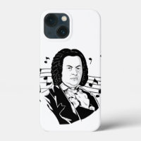 Johann Sebastian Bach Portrait and Bust with Notes