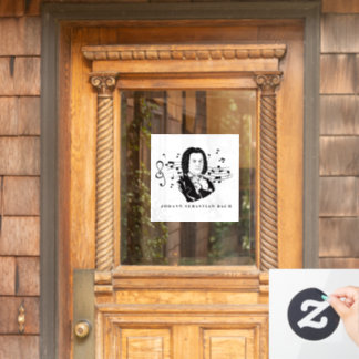 Johann Sebastian Bach Portrait and Bust with Notes Fensteraufkleber